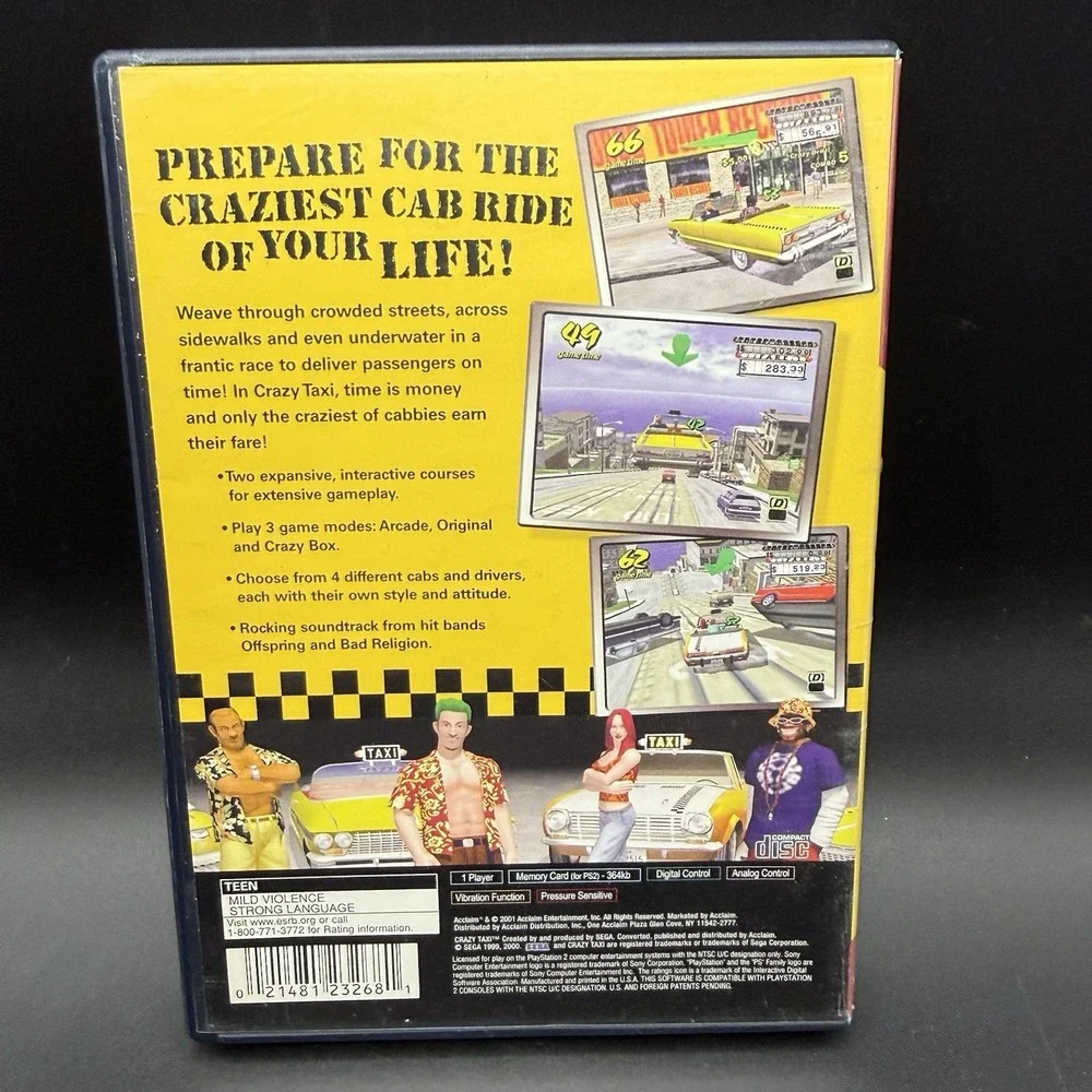 Crazy Taxi Greatest Hits Sony PlayStation 2 PS2 Acclaim T Teen Racing CIB Untest